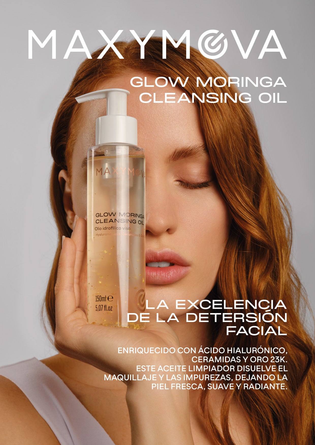 EXPOSITOR DE MOSTRADOR ACEITE GLOW MORINGA MAXYMOVA – IDEAL PARA SALONES DE BELLEZA