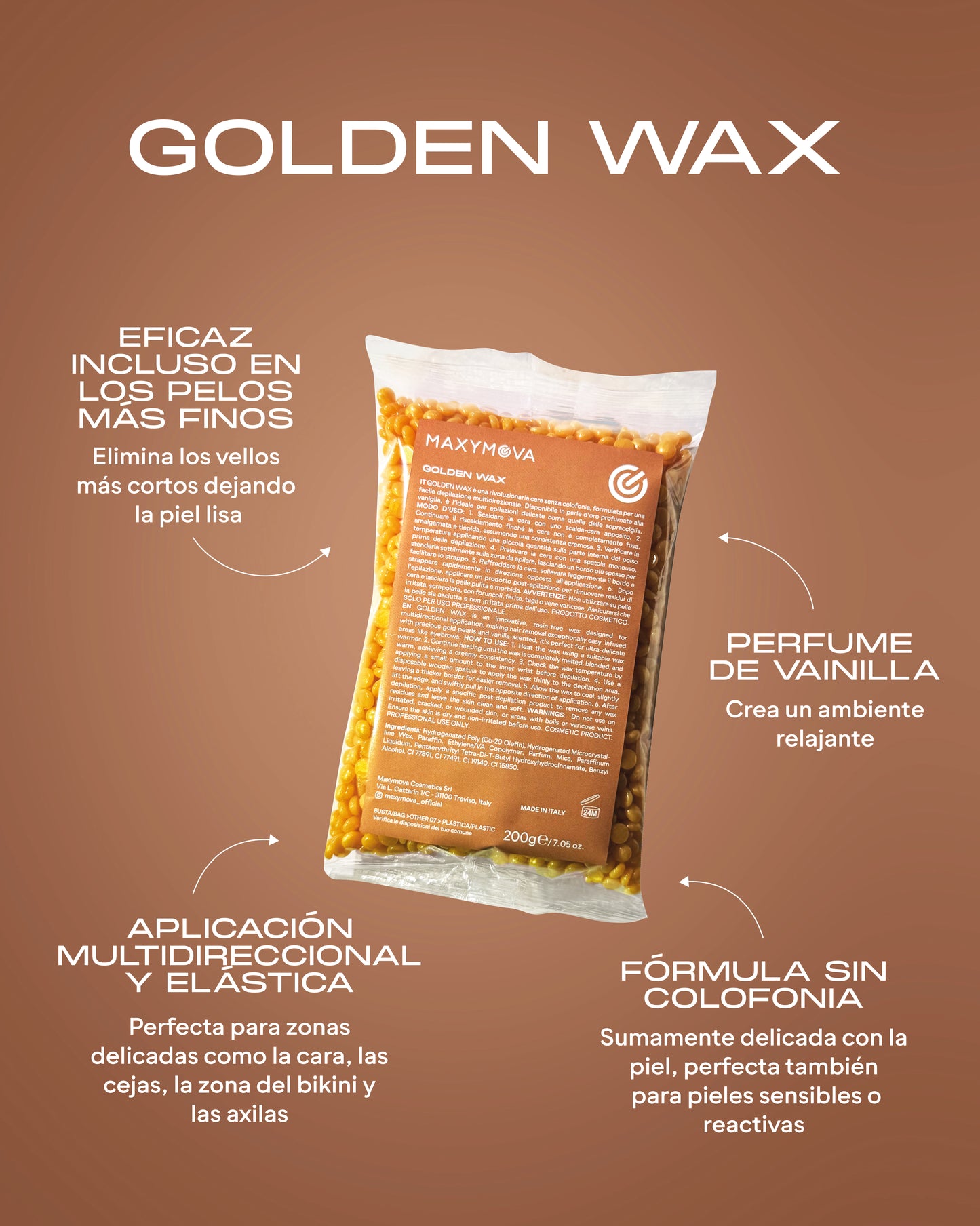 Golden Wax 200g - Perlas de Cera Elástica Sin Colofonia para Pieles Sensibles