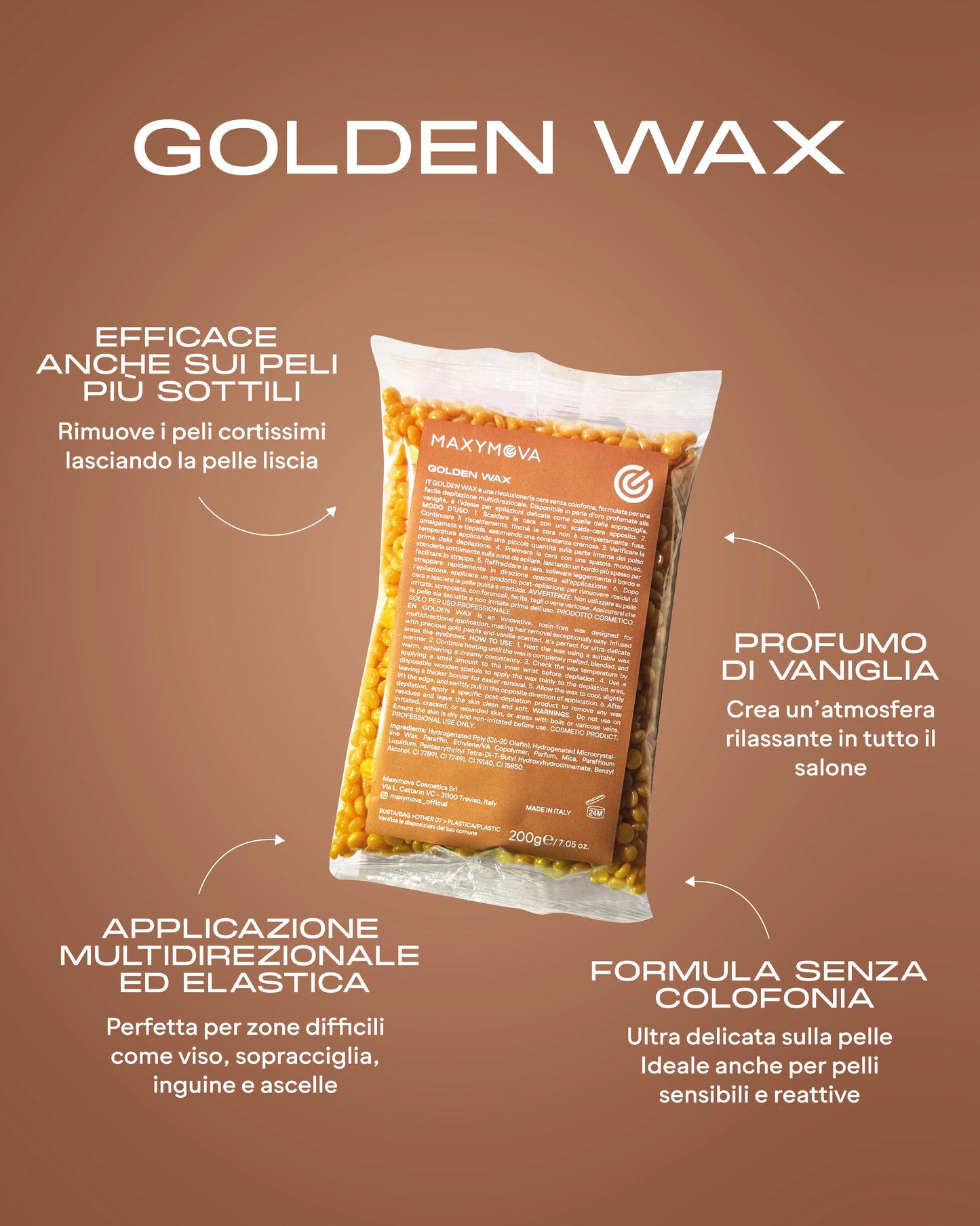 Golden Wax 200g - Perlas de Cera Elástica Sin Colofonia para Pieles Sensibles