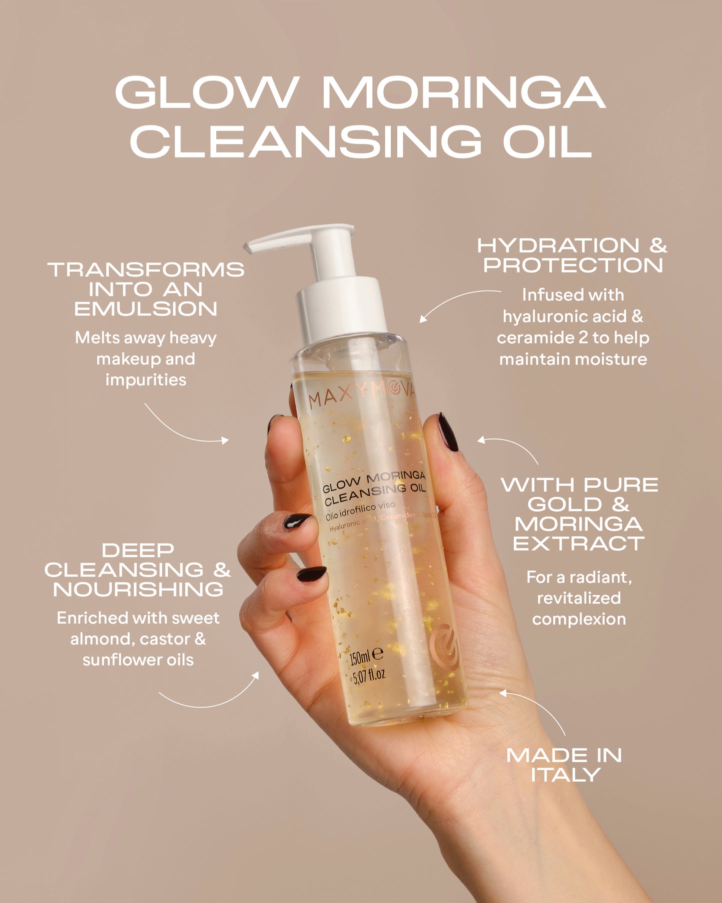 SET 10 Glow Moringa Maxymova – Aceite Limpiador Hidrofílico de LUJO, Set Exclusivo