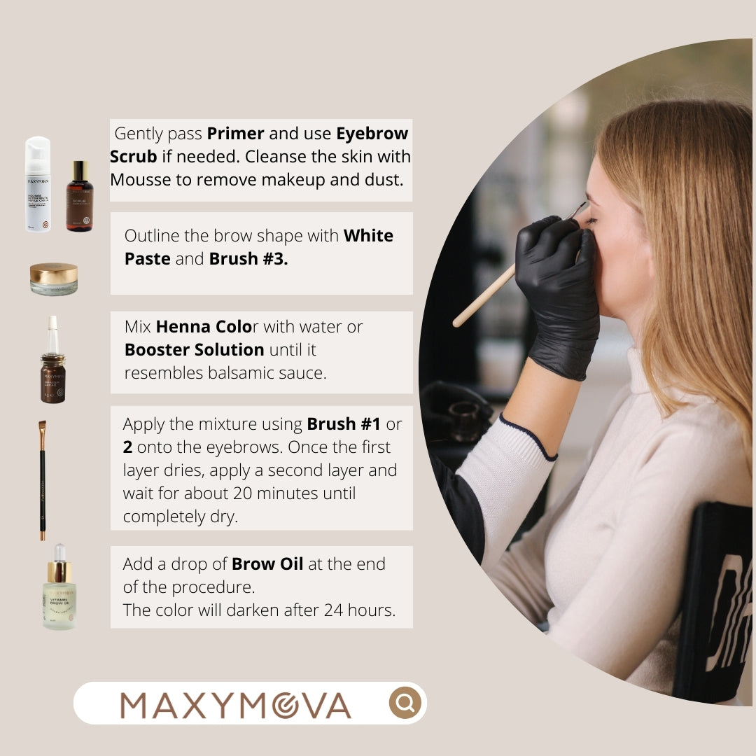 Premium Brow Color Collection - Kit with 6 shades henna and accessories