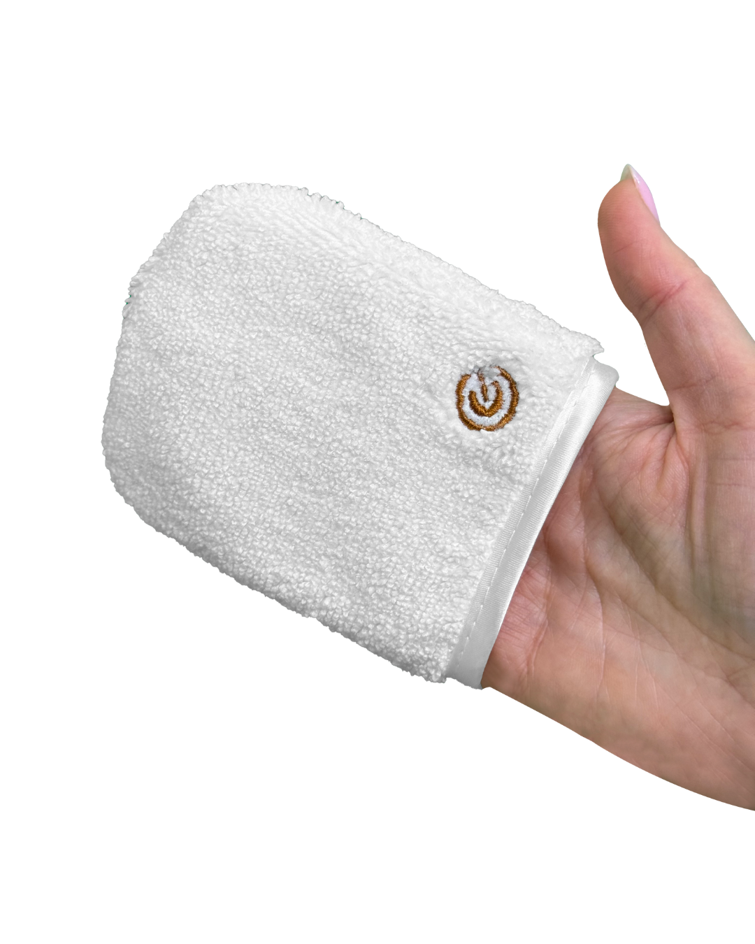 MAXYMOVA – Ultra-Soft Cotton Makeup Remover Glove – White with Logo
