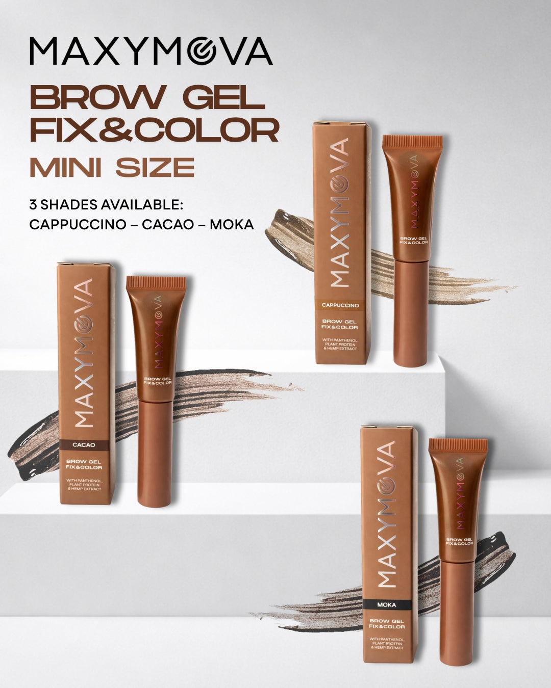 MINI BROW GEL FIX&COLOR FOR FULLER, DEFINED BROWS ALL DAY LONG. MAXYMOVA