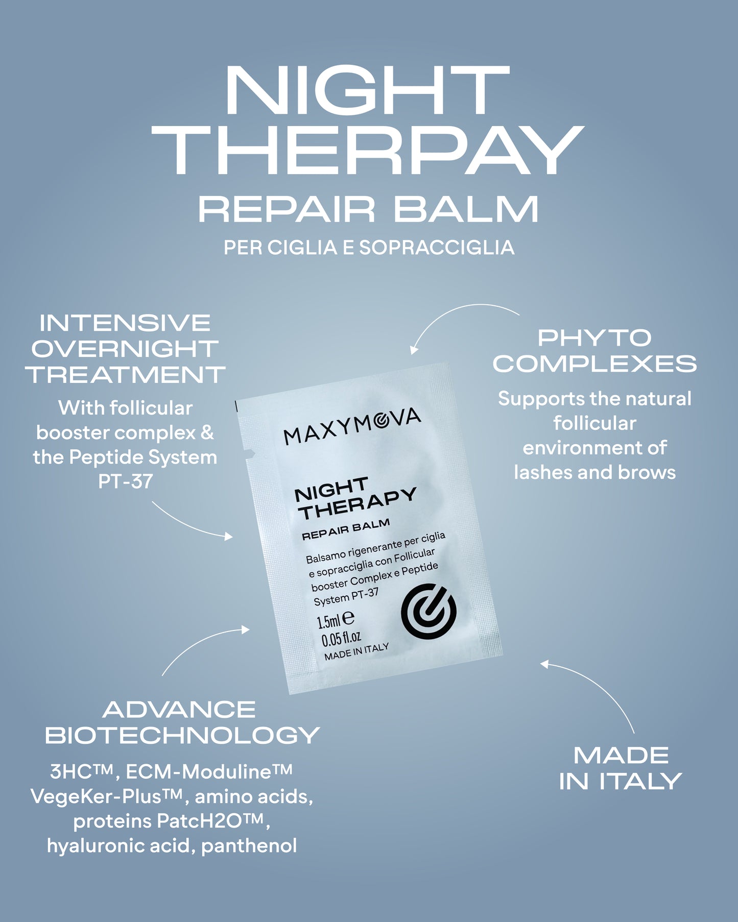 MONODOSE  NIGHT THERAPY REPAIR BALM FOR LASHES & BROWS 1,5ML