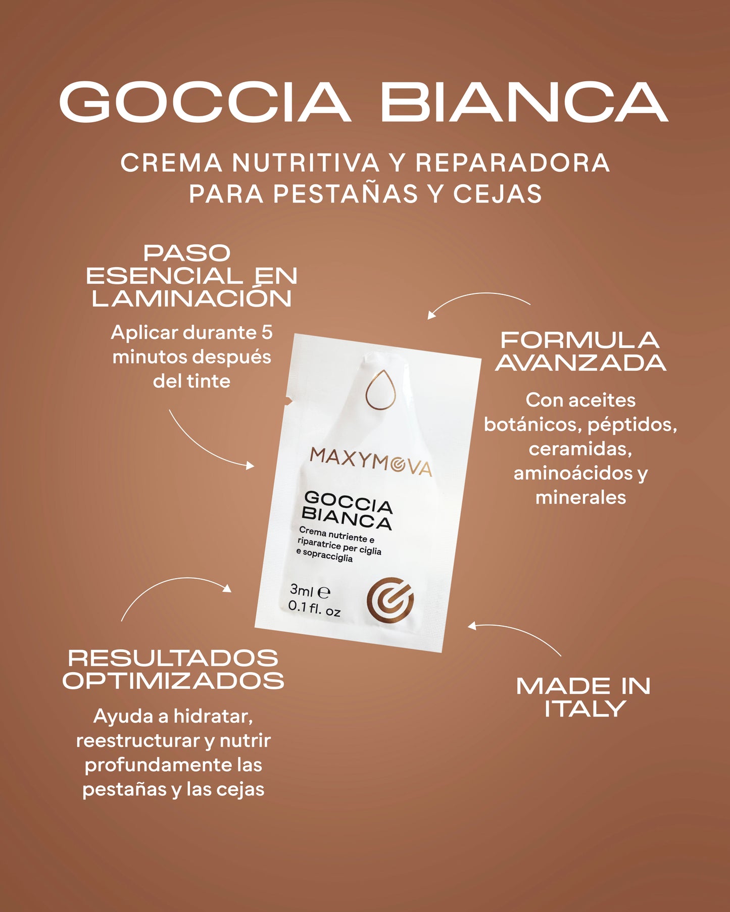 Goccia Bianca 3ml bustina - Crema nutriente e riparatrice per ciglia e sopracciglia Laminazione