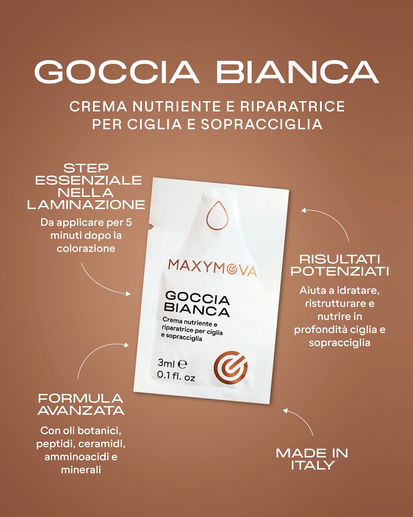 Goccia Bianca 3ml bustina - Crema nutriente e riparatrice per ciglia e sopracciglia Laminazione