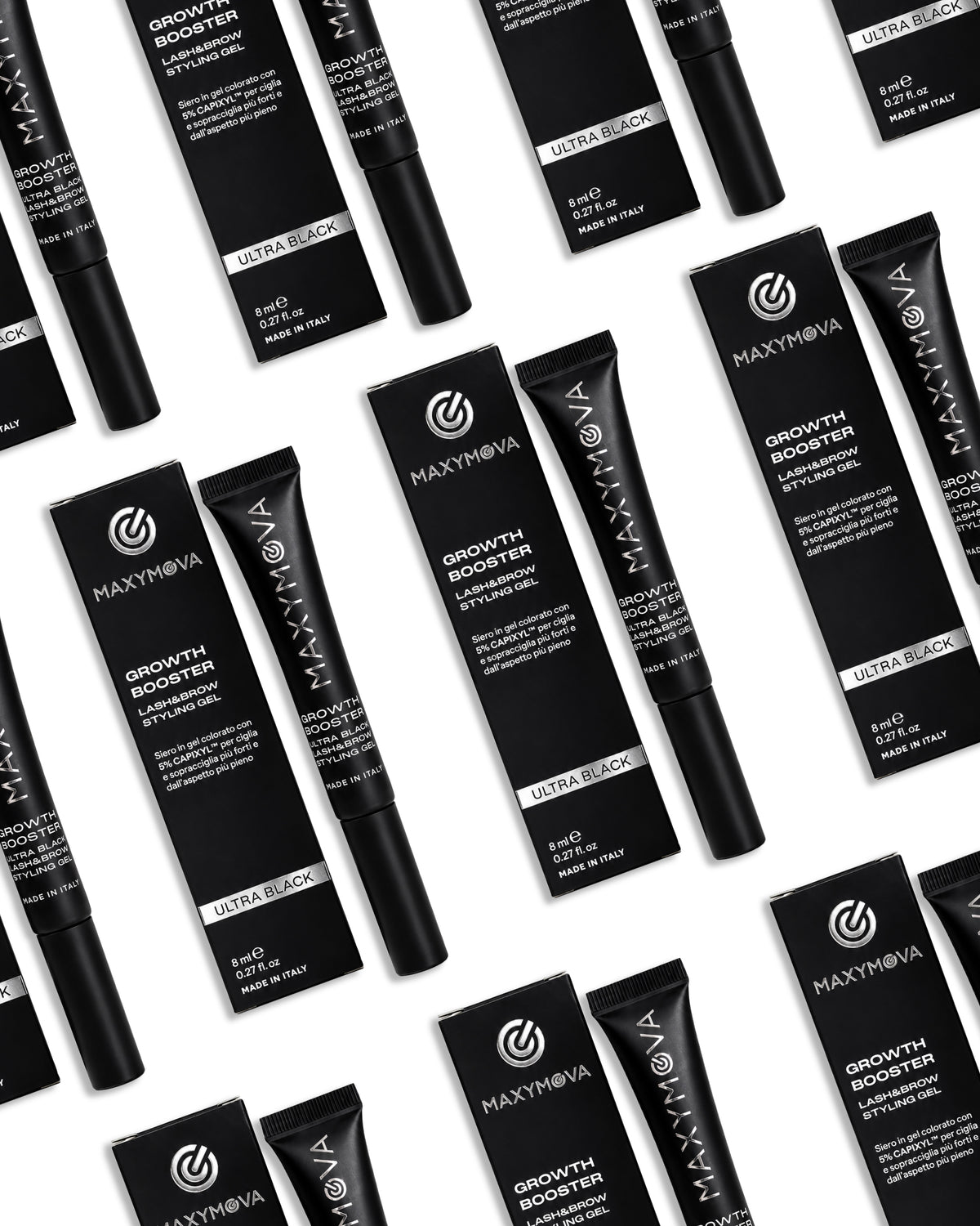SET 10 GROWTH BOOSTER ULTRA BLACK Advanced tinted Lash Serum with 5% Capixyl™