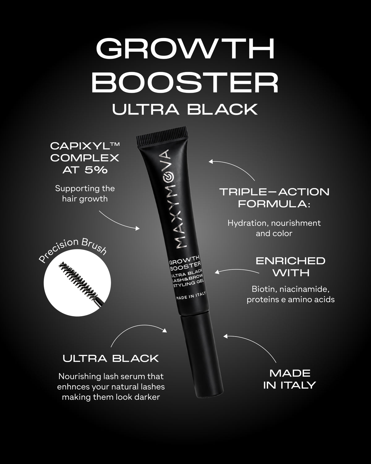 GROWTH BOOSTER ULTRA BLACK Advanced Tinted Lash Serum with 5% Capixyl™