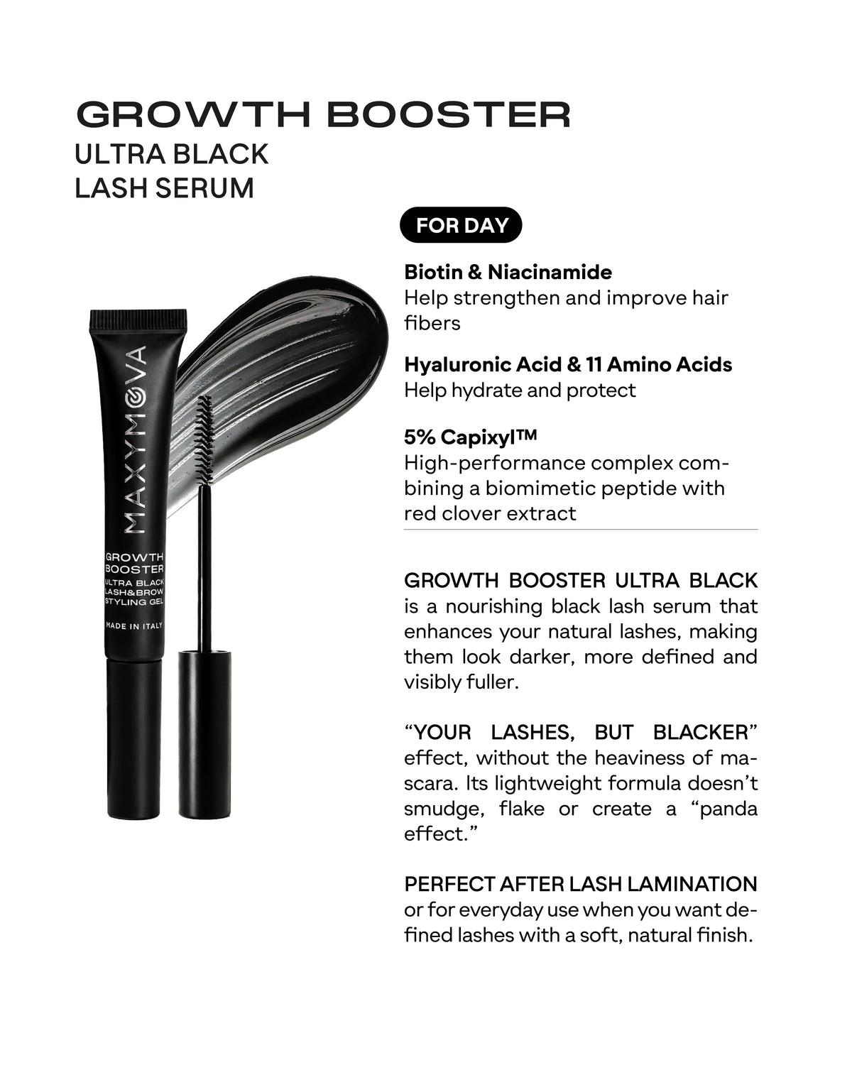 GROWTH BOOSTER ULTRA BLACK Advanced Tinted Lash Serum with 5% Capixyl™