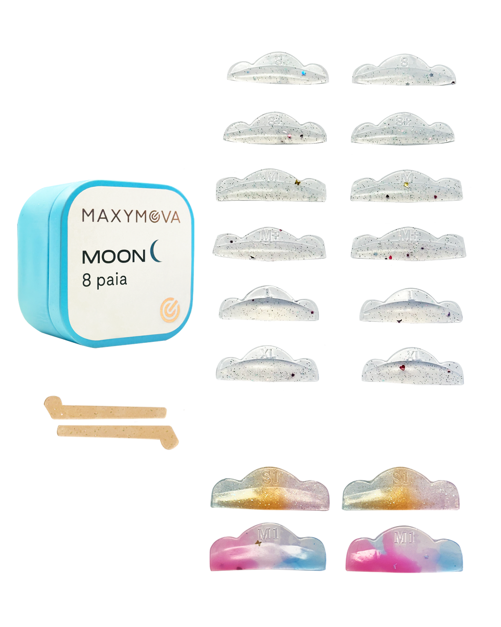 Moon Silicone Eyelash Lift Shields - 8 Pairs | MAXYMOVA
