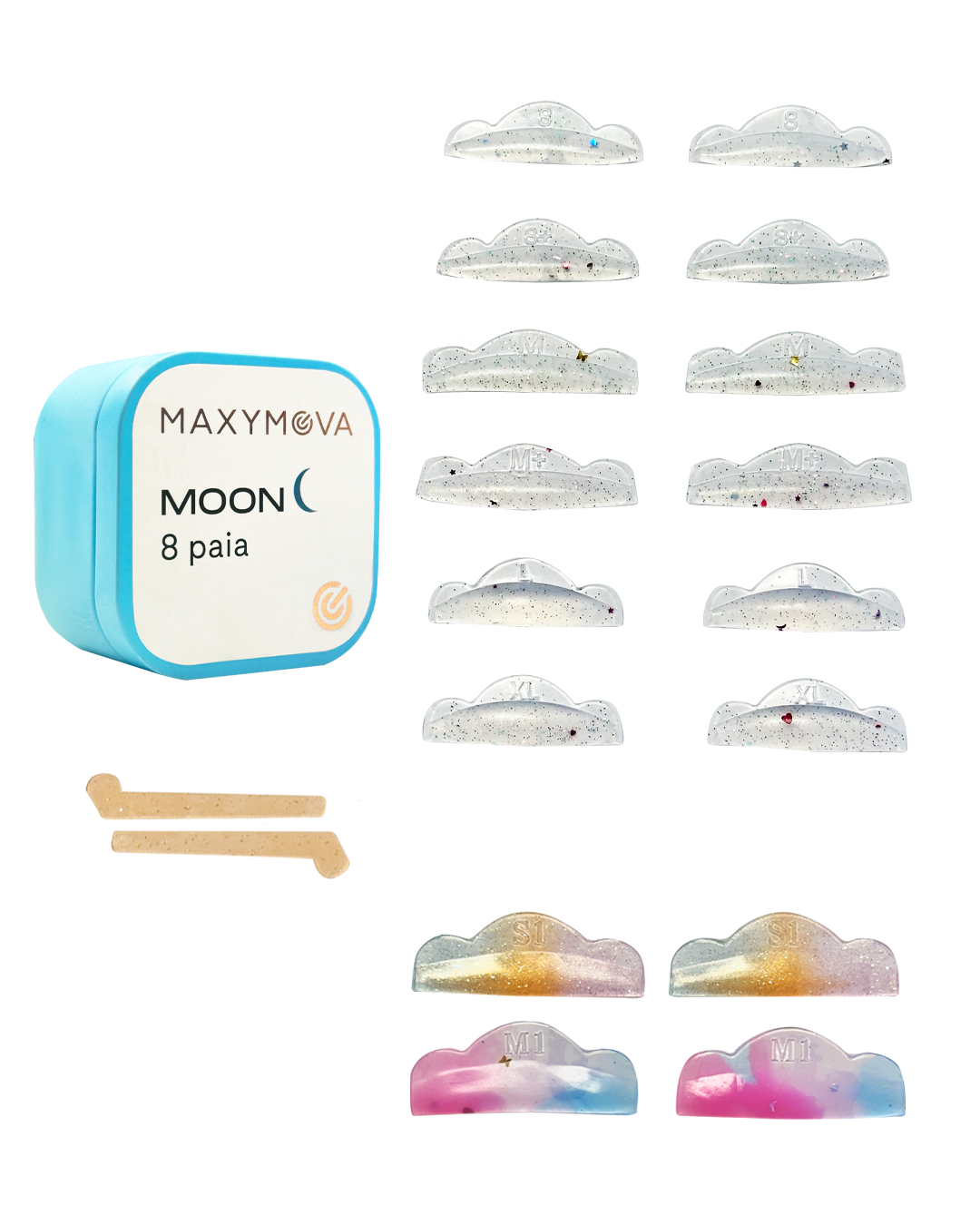 Moon Silicone Eyelash Lift Shields - 8 Pairs