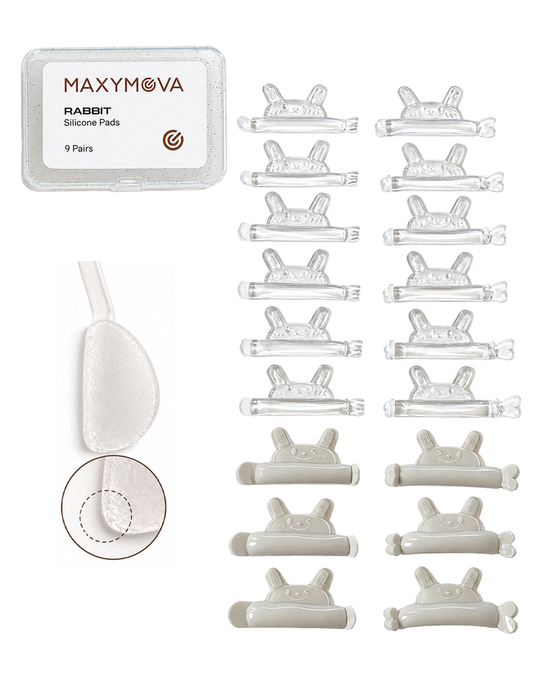 RABBIT Silicone Lash Lift Shields – 9 Pairs | Sizes 0–8 | Ideal for Korean Lash Lamination
