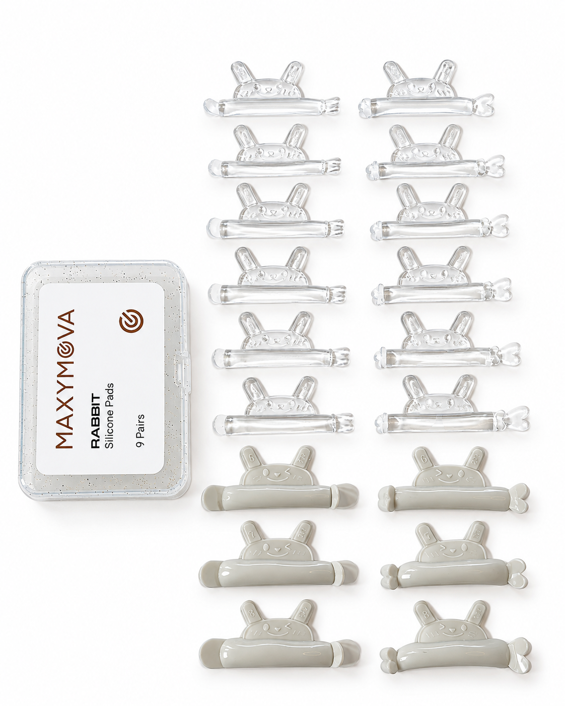 RABBIT Silicone Lash Lift Shields – 9 Pairs | Sizes 0–8 | Ideal for Korean Lash Lamination