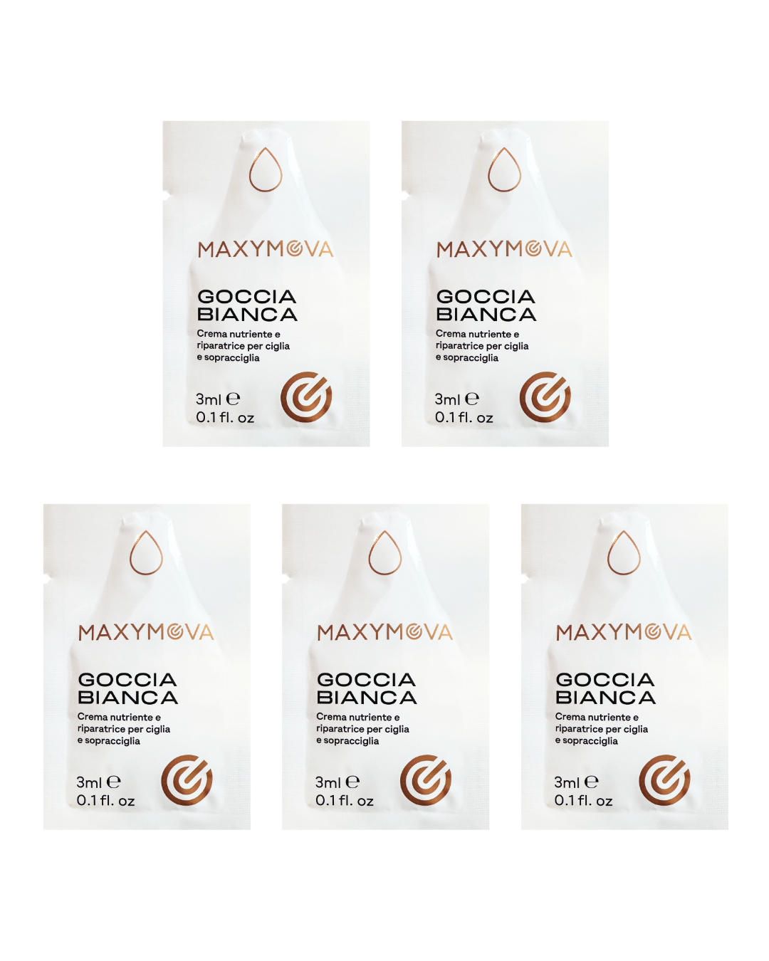 Goccia Bianca - Nourishing and repairing cream for eyelashes and eyebrows. 3 ml sachets × 5pcs