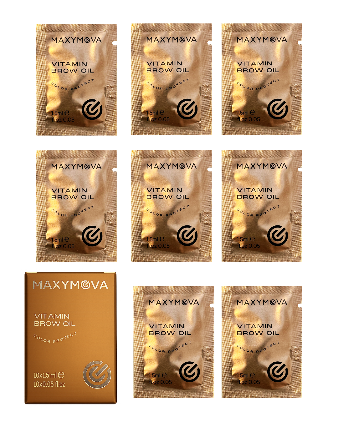 Set 10 Monodoses 1,5 ml Vitamin Brow Oil after Henna and Brow Lamination MAXYMOVA