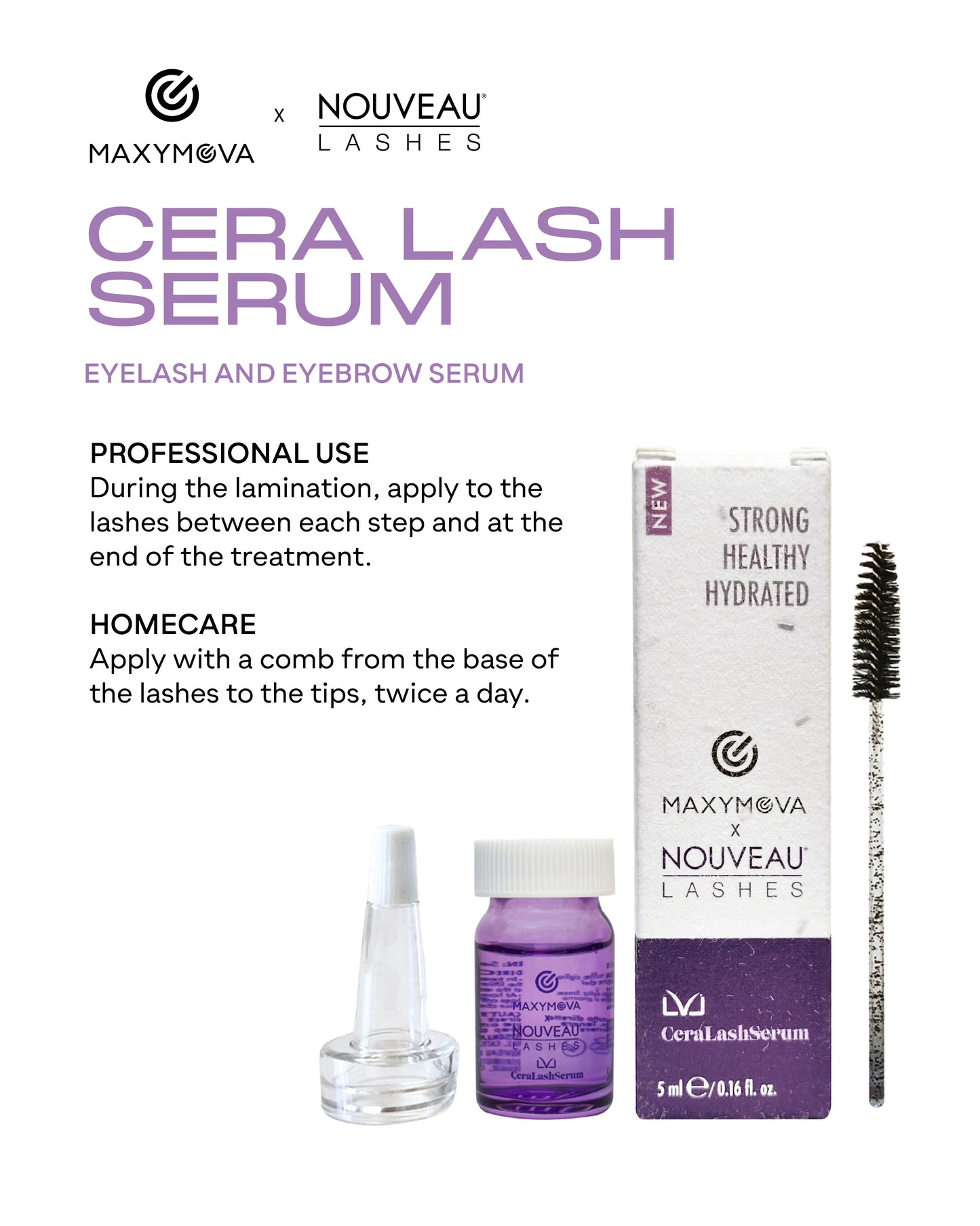 Cera Lash Serum 5ml - Siero per Ciglia e sopracciglia, Maxymova per Nouveau Lash