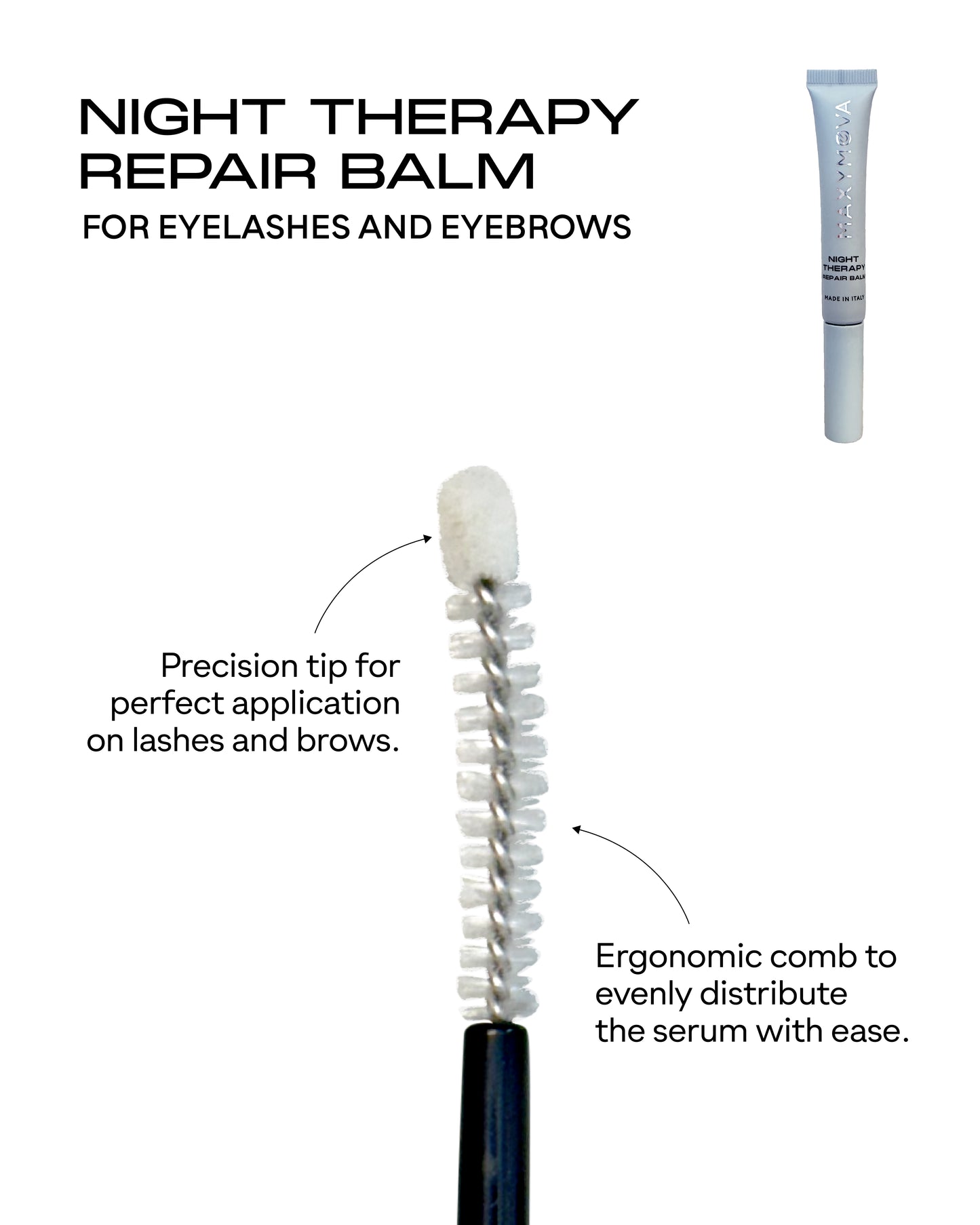 NIGHT THERAPY REPAIR BALM FOR LASHES & BROWS. NOURISHING AND STRENGTHENING TREATMENT