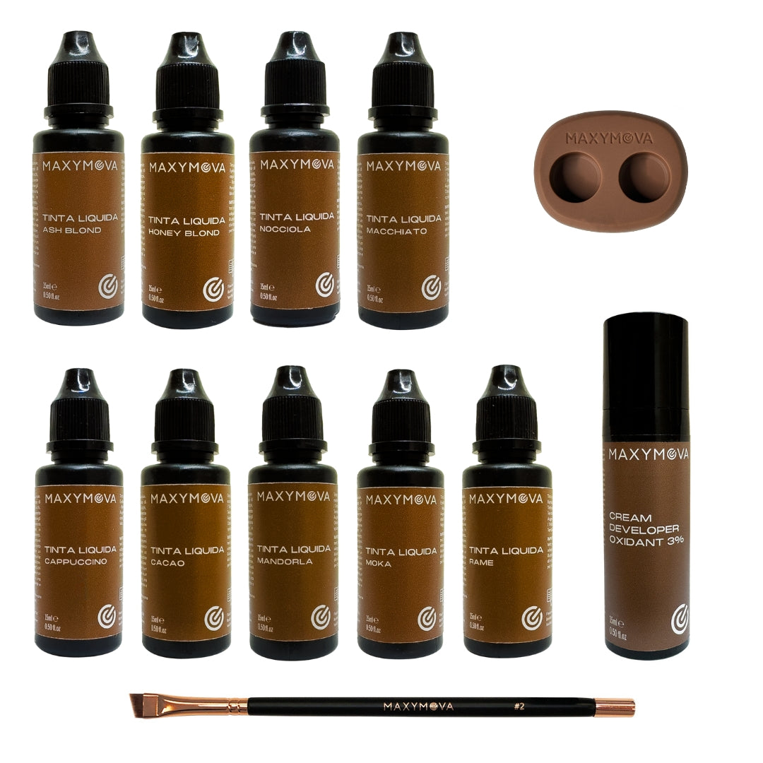 TINTA LIQUIDA Eyebrow Tint Kit - 9 Colors + Accessories | Vibrant, Long-Lasting Results for Healthy Brows