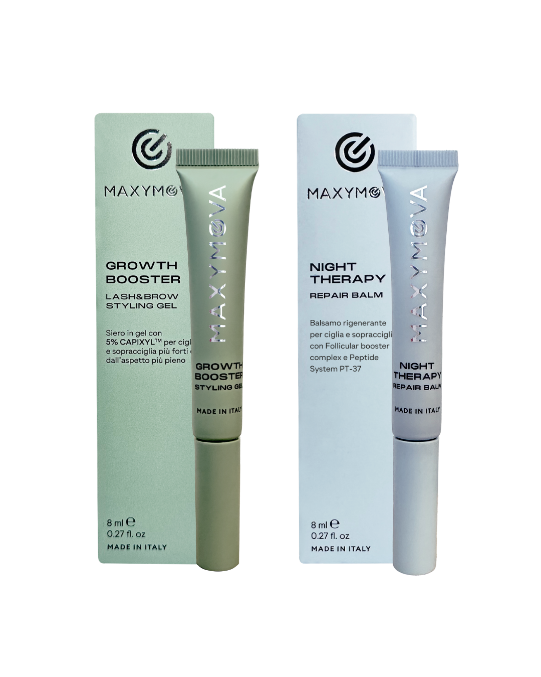SET 2 SERUMS- LASH & BROW GROWTH BOOSTER – CAPIXYL™ 5% GEL + NIGHT REPAIR BALM FOR STRONGER, FULLER LASHES & BROWS