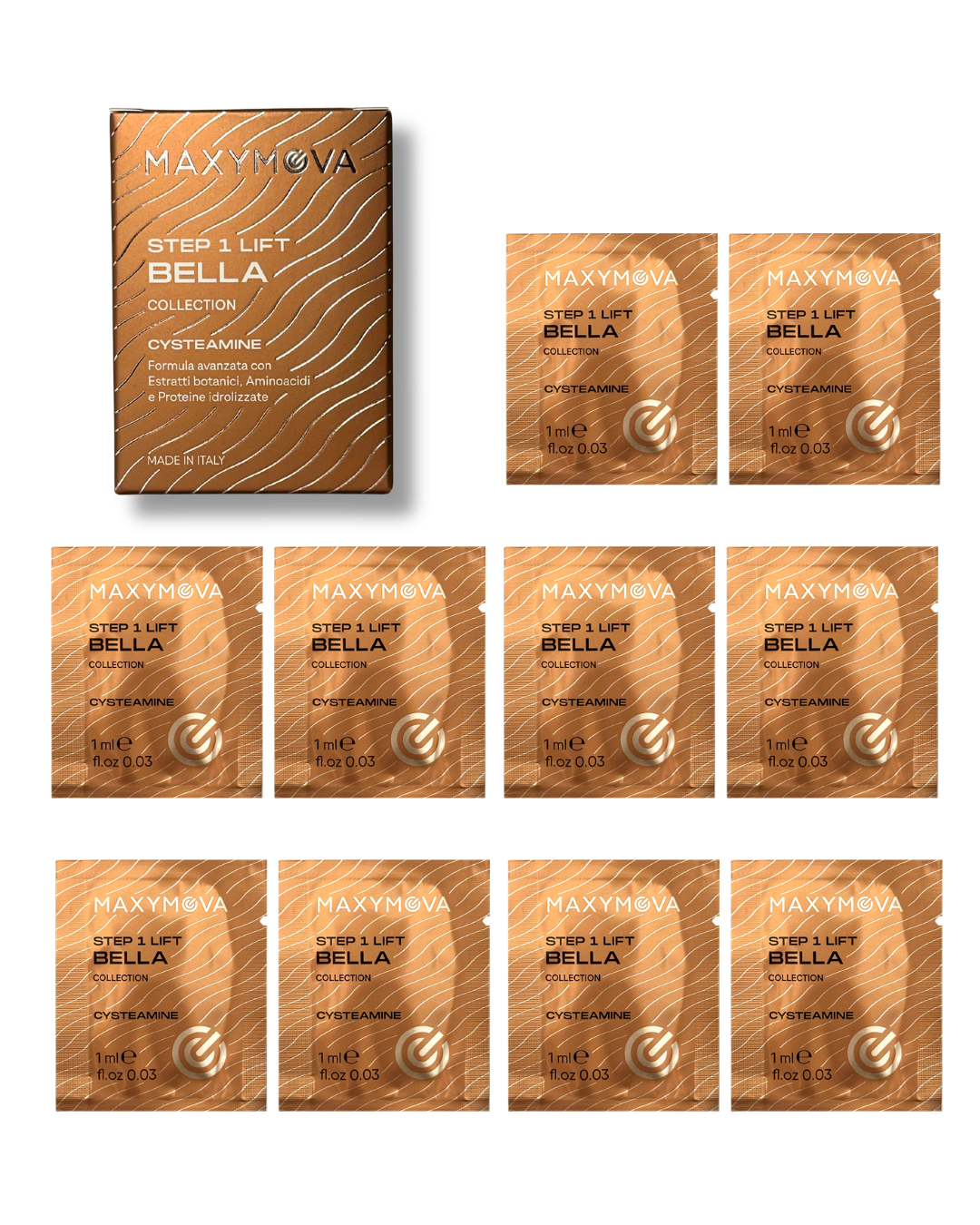 Step 1 LIFT Cysteamine Lamination Monodose Sachets – Bella Collection Korean Lash & Brow System –  10 x 1 ml