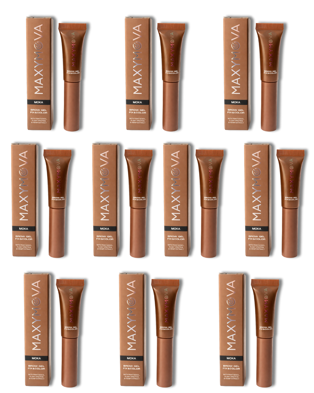 SET 10 MINI BROW GEL WITH COLOR MAXYMOVA 2.5 ML